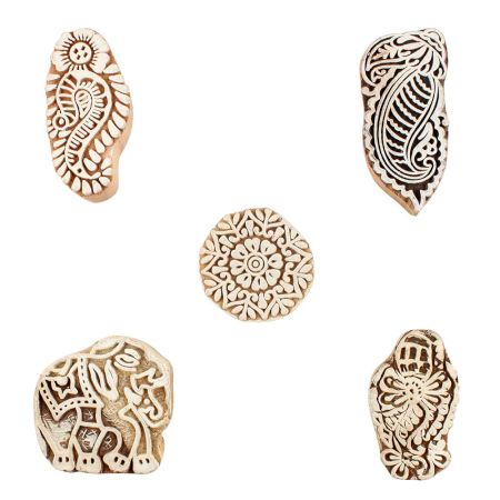 Set of 5 Piece New Mix Wooden Printing Blocks